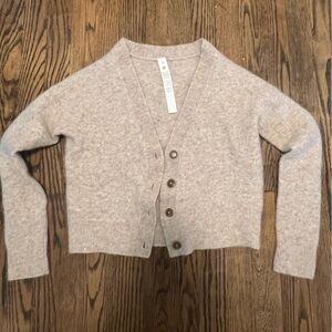 lululemon athletica Light Taupe V-Neck Button Cardigan